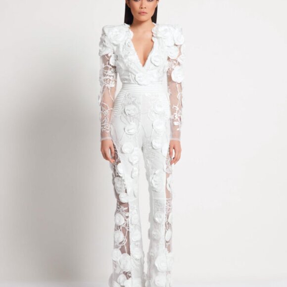 Zhivago | I Found Love Jumpsuit | Color: White | Size 2 | Bridal Jumpsuit - Picture 5 of 5